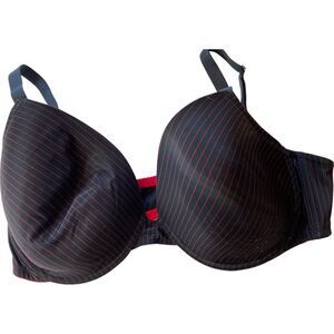 Fredericks of‎ Hollywood Underwired Bra Black Red Striped Womens Full Coverage